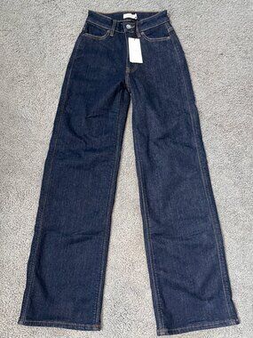 NINEPINE WINTER FLEECE LINED DENIM RELAXED DARK WASH JEANS NEW WITH TAGS  XXS/32